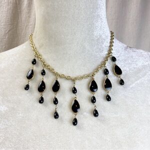 WHBM Necklace Black and textured gold chunky chain